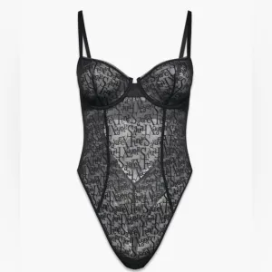 NEW SAVAGE X FENTY SIGNATURE SCRIPT UNDERWIRE TEDDY BLACK CAVIAR size Large NWT