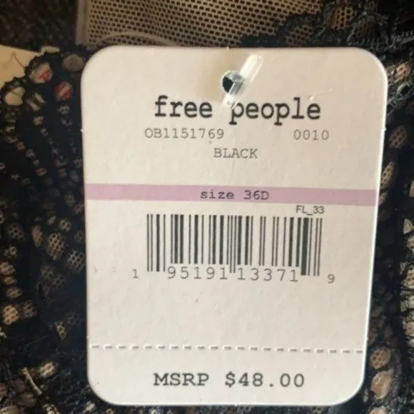 NWT Free People X Revolve Starla Bra in Black