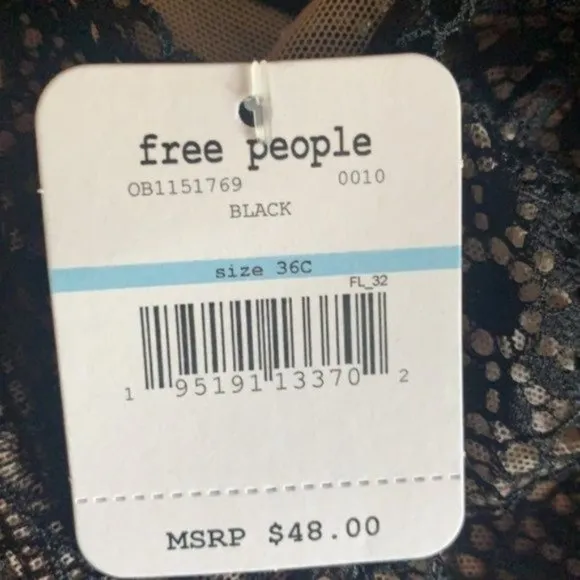 NWT Free People X Revolve Starla Bra in Black