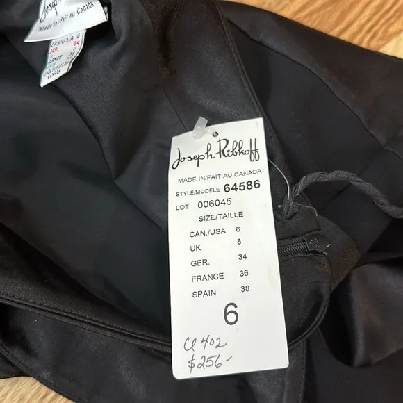 NWT Joseph Ribkoff black satin / mess skirt size 6