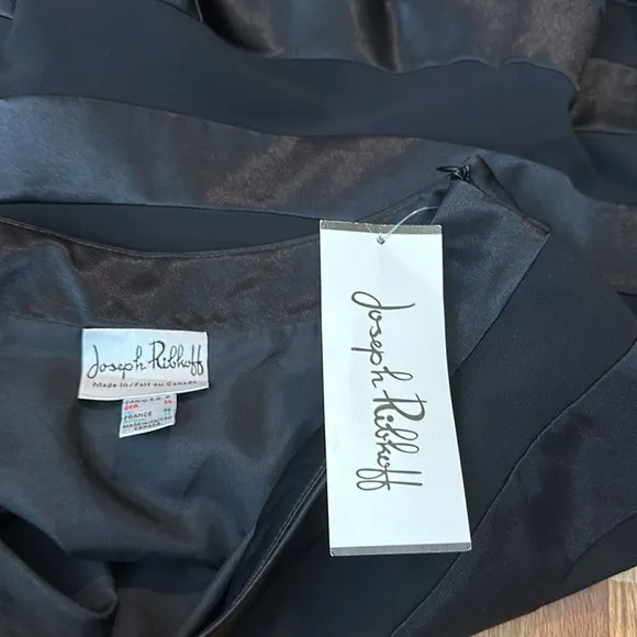 NWT Joseph Ribkoff black satin / mess skirt size 6