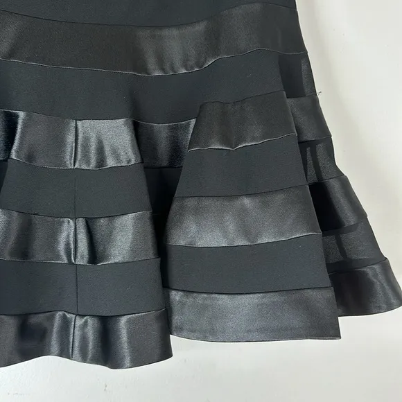 NWT Joseph Ribkoff black satin / mess skirt size 6