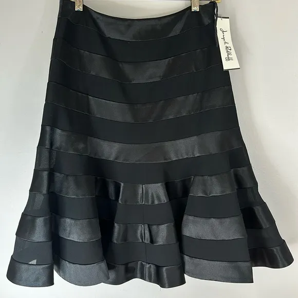 NWT Joseph Ribkoff black satin / mess skirt size 6