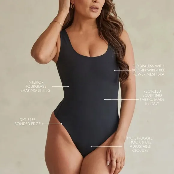 NWT Pinsy Bonded Scoop Tank Shapesuit Size 1X Black