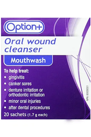 Option  Oral Wound Cleanser Mouthwash 20 Sachets