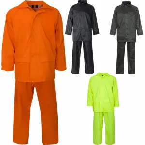 OVERALL MENS HOODED RAINSUIT WATERPROOF WORK WEAR CLOTHING PVC RAIN WEAR SIZE