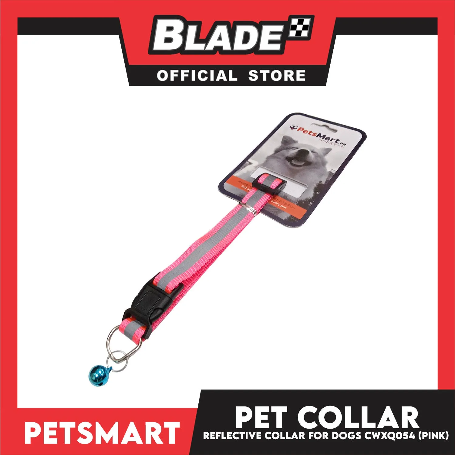 Pet Collar Reflective For Dogs (Pink) with Bell CWXQ054