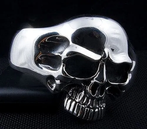 Phantom Skull 925 Sterling Silver Biker Cuff Bracelet