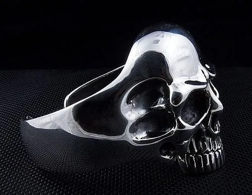 Phantom Skull 925 Sterling Silver Biker Cuff Bracelet
