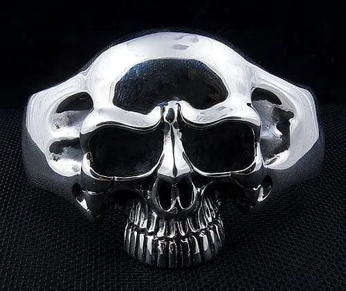 Phantom Skull 925 Sterling Silver Biker Cuff Bracelet