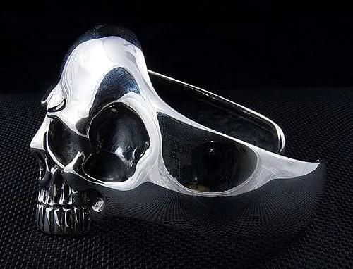 Phantom Skull 925 Sterling Silver Biker Cuff Bracelet