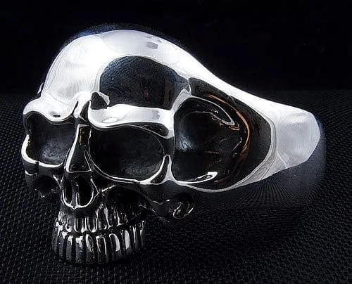 Phantom Skull 925 Sterling Silver Biker Cuff Bracelet