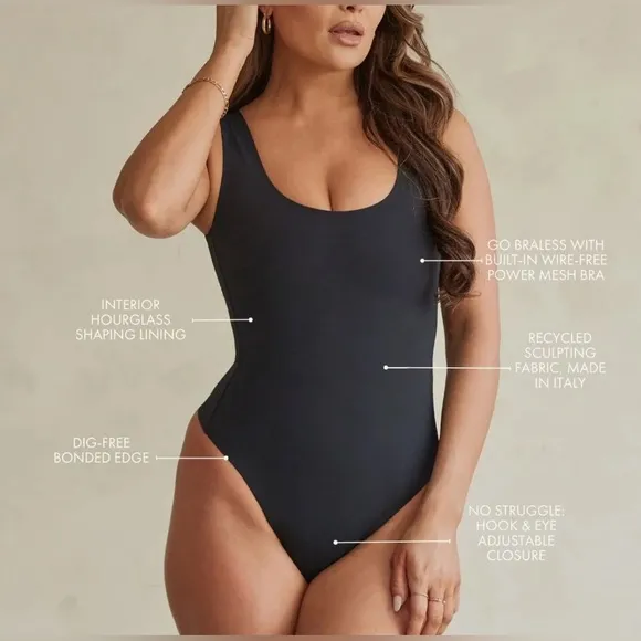 Pinsy Scoop Tank Hourglass Shapewear Thong Bodysuit Medium