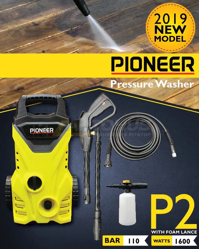 Pioneer P2 110 Bar/ 1600W Pressure Washer with Foam Lance