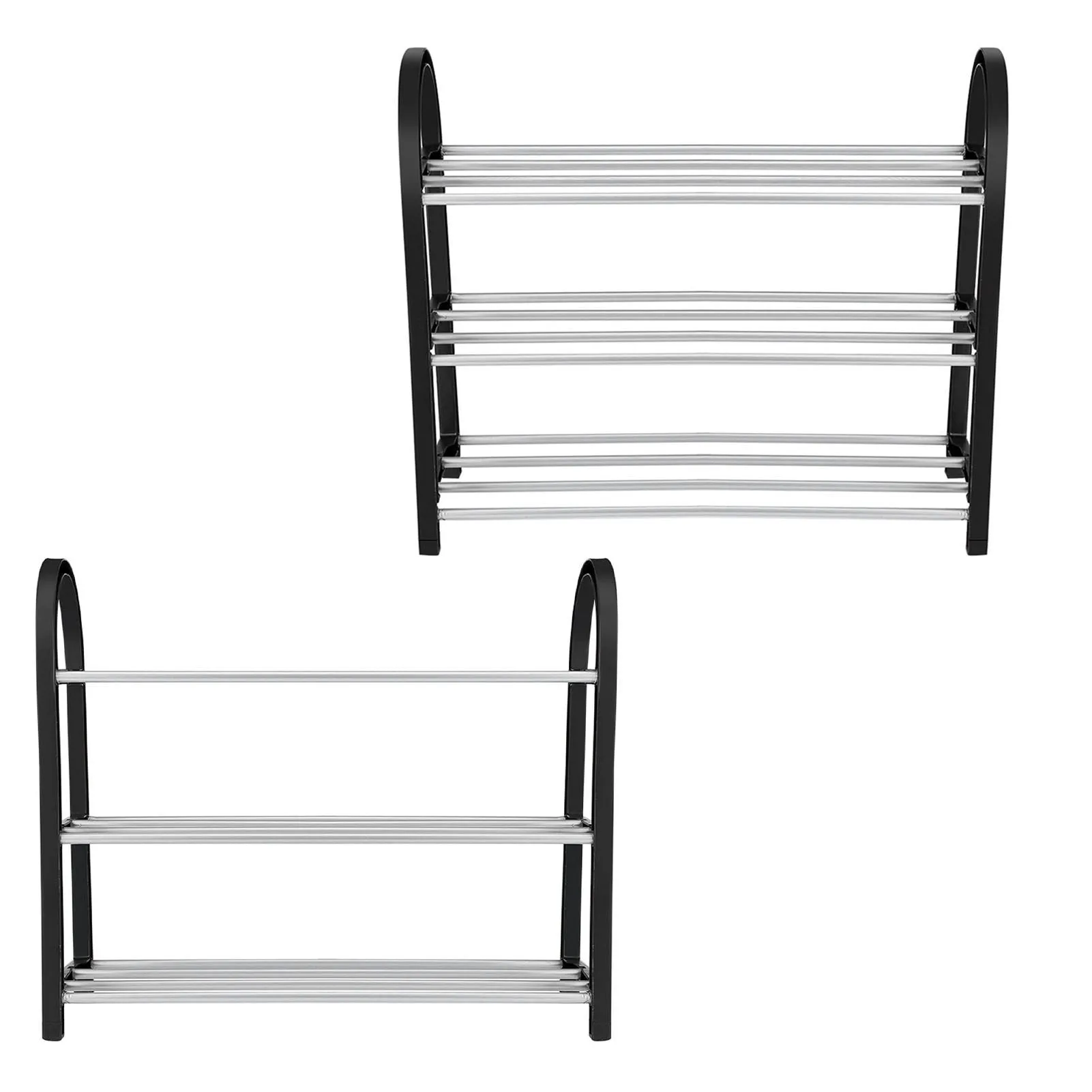Plastic   Aluminum Metal Standing Shoe Rack DIY Shoes Storage Shelf Home Organizer 3 Tiers