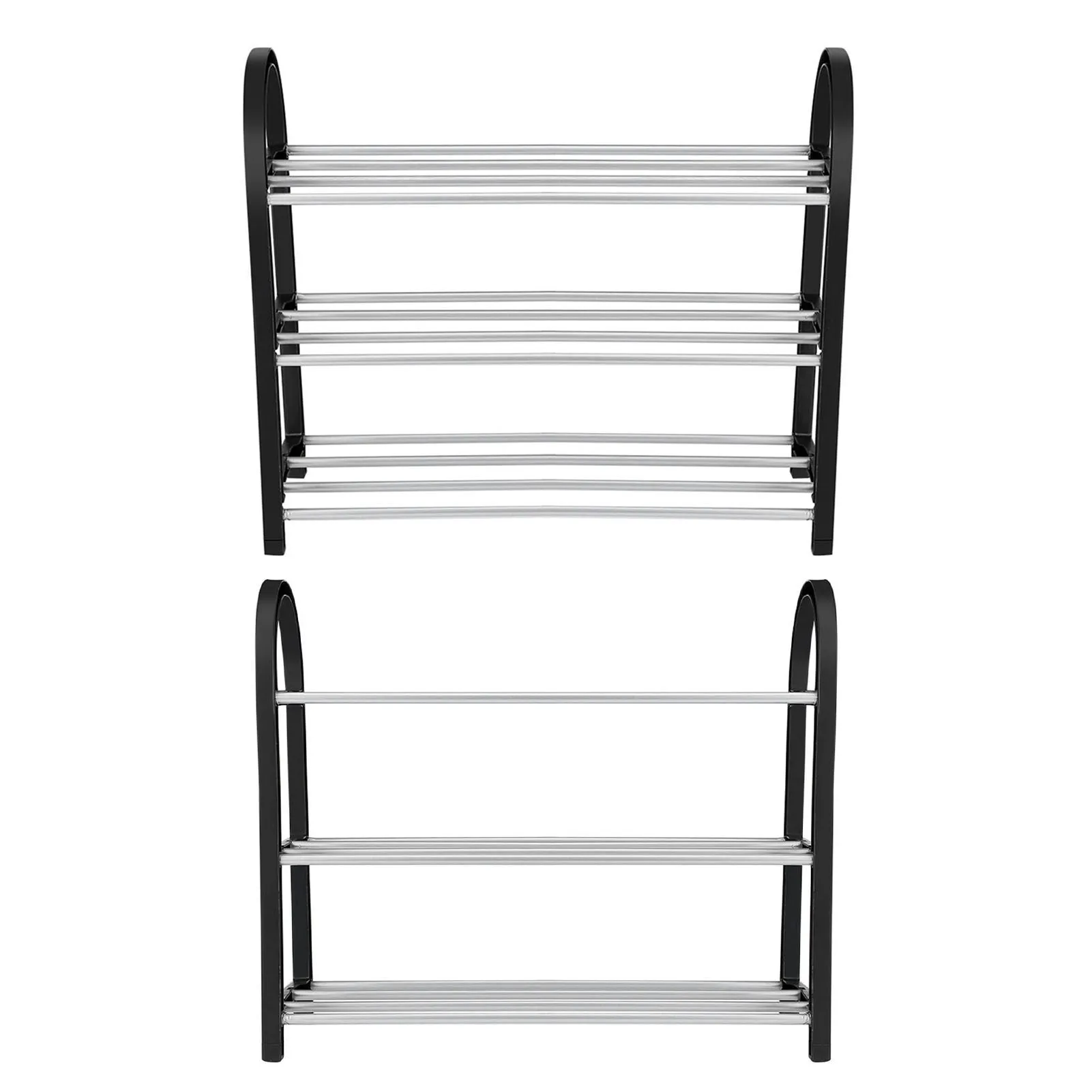 Plastic   Aluminum Metal Standing Shoe Rack DIY Shoes Storage Shelf Home Organizer 3 Tiers