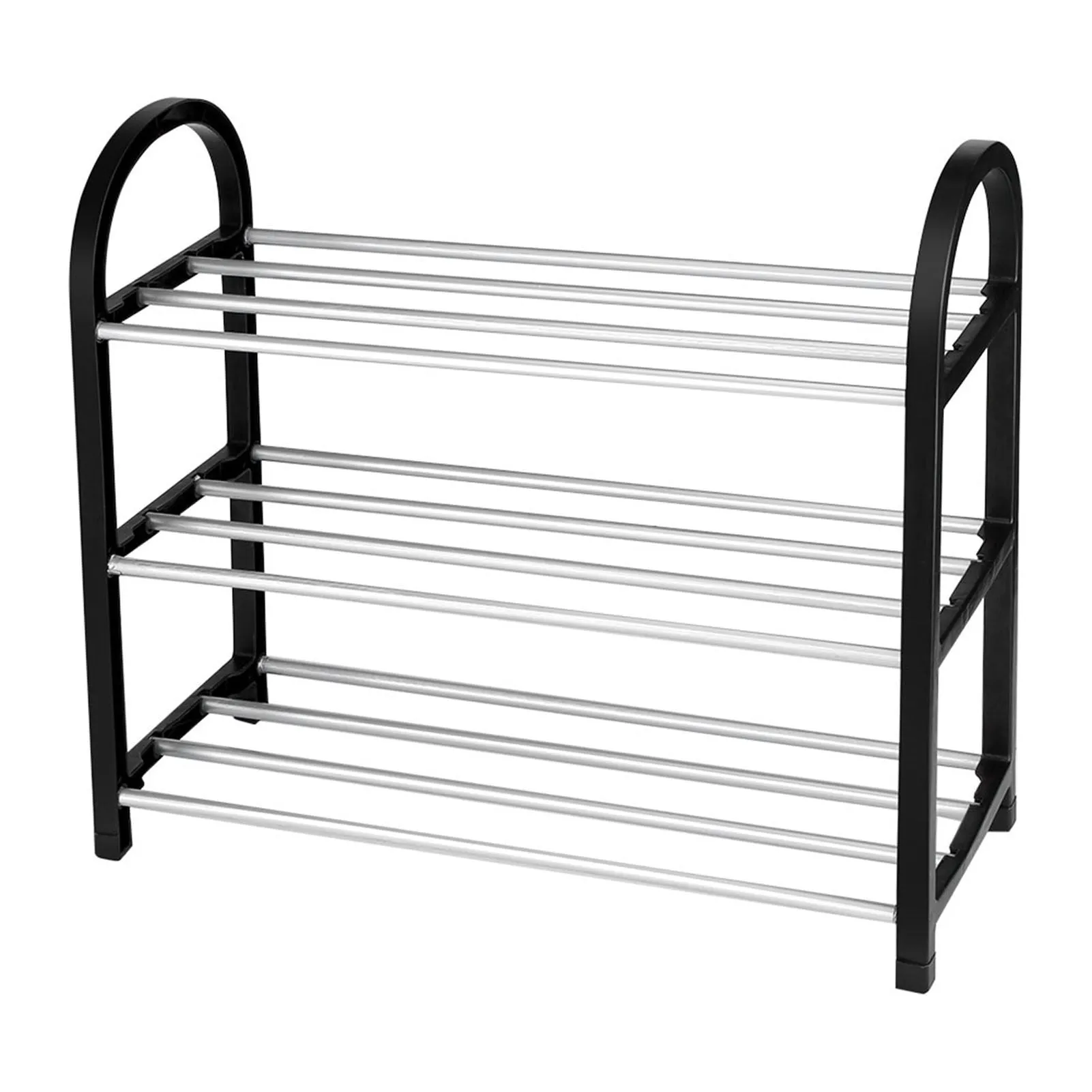 Plastic   Aluminum Metal Standing Shoe Rack DIY Shoes Storage Shelf Home Organizer 3 Tiers