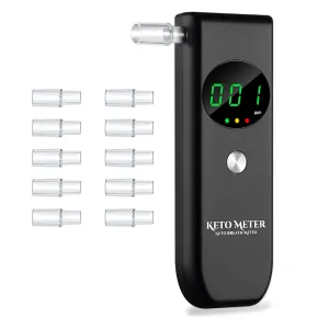 PPortable Ketone Breath Tester for Ketosis Testing with 10 Replaceable Mouthpieces