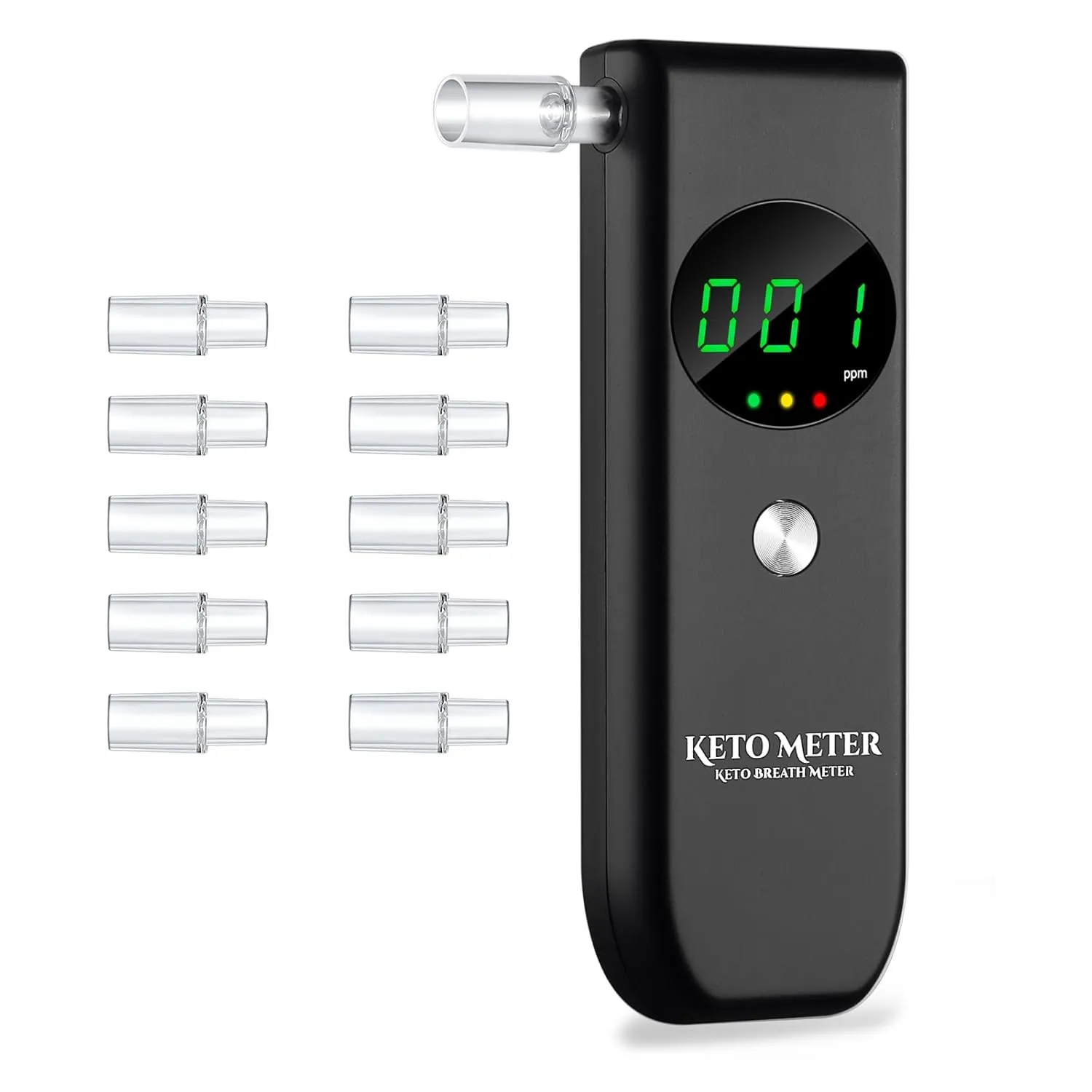 PPortable Ketone Breath Tester for Ketosis Testing with 10 Replaceable Mouthpieces