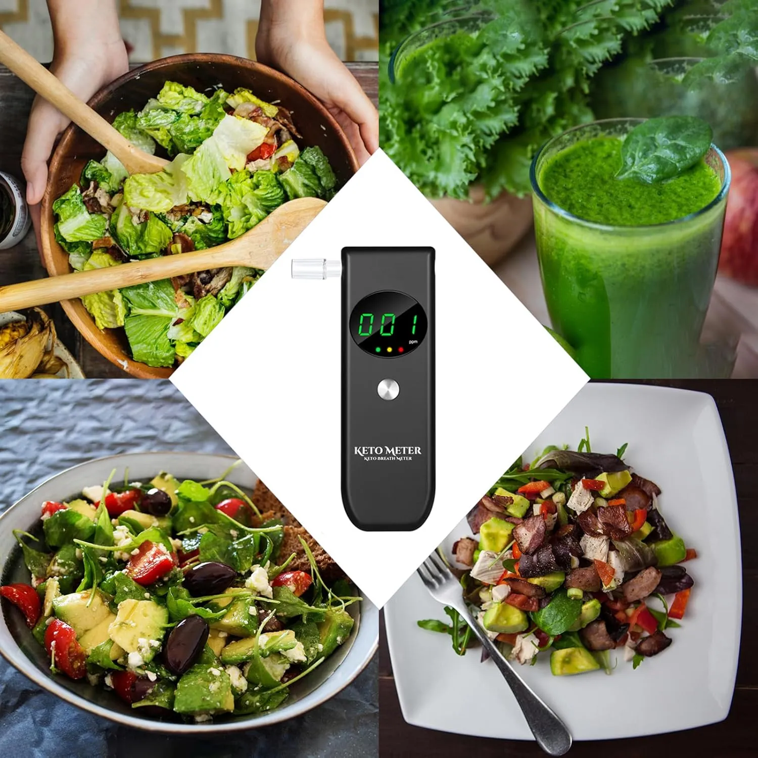 PPortable Ketone Breath Tester for Ketosis Testing with 10 Replaceable Mouthpieces