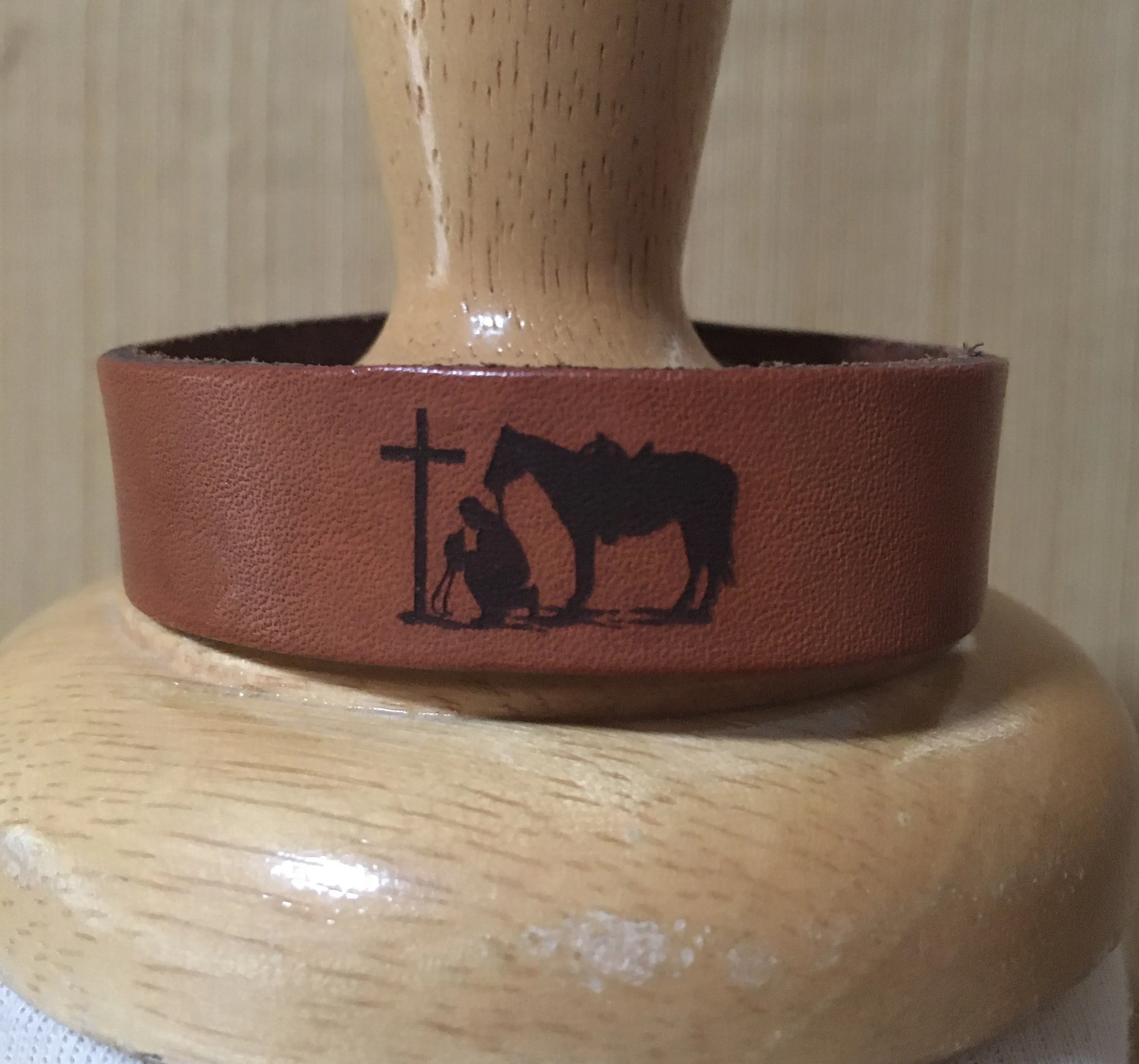 Praying Cowboy Leather Cuff