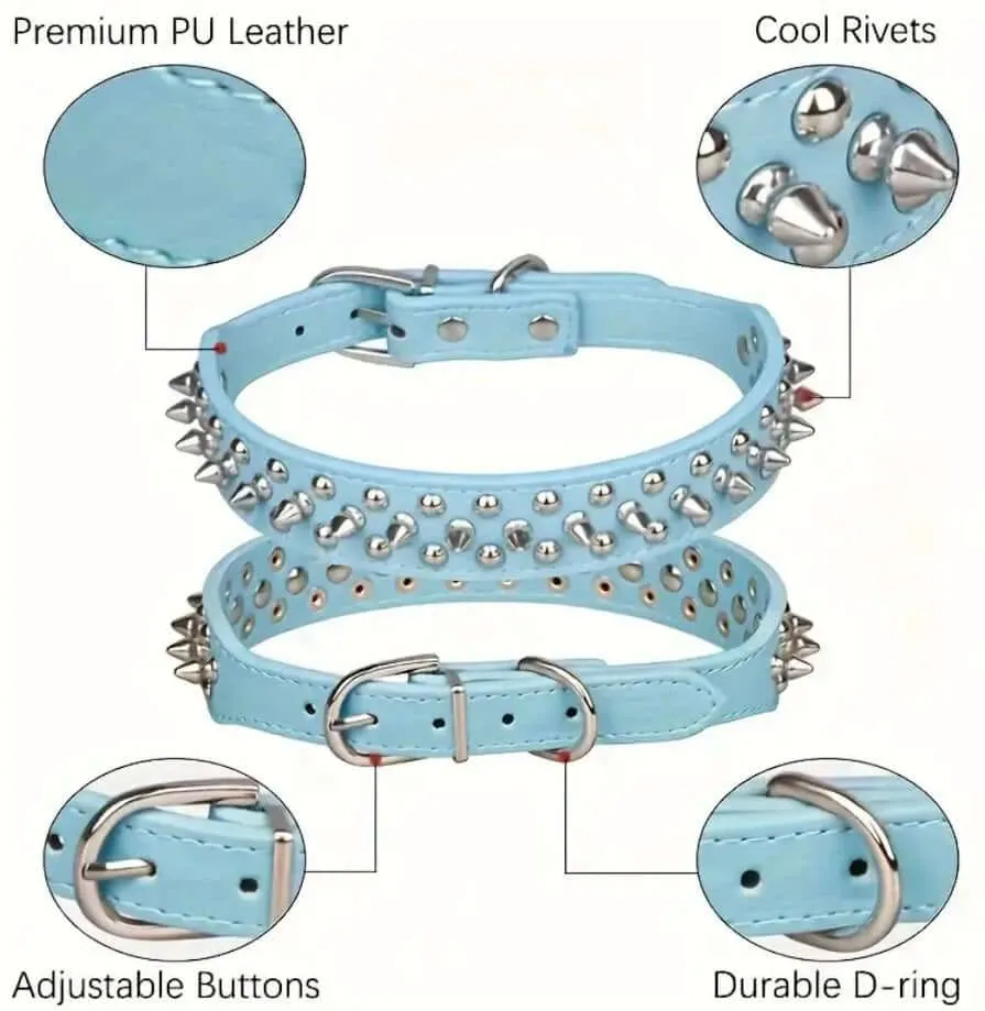 Purple Spiked and Studded Dog Collar