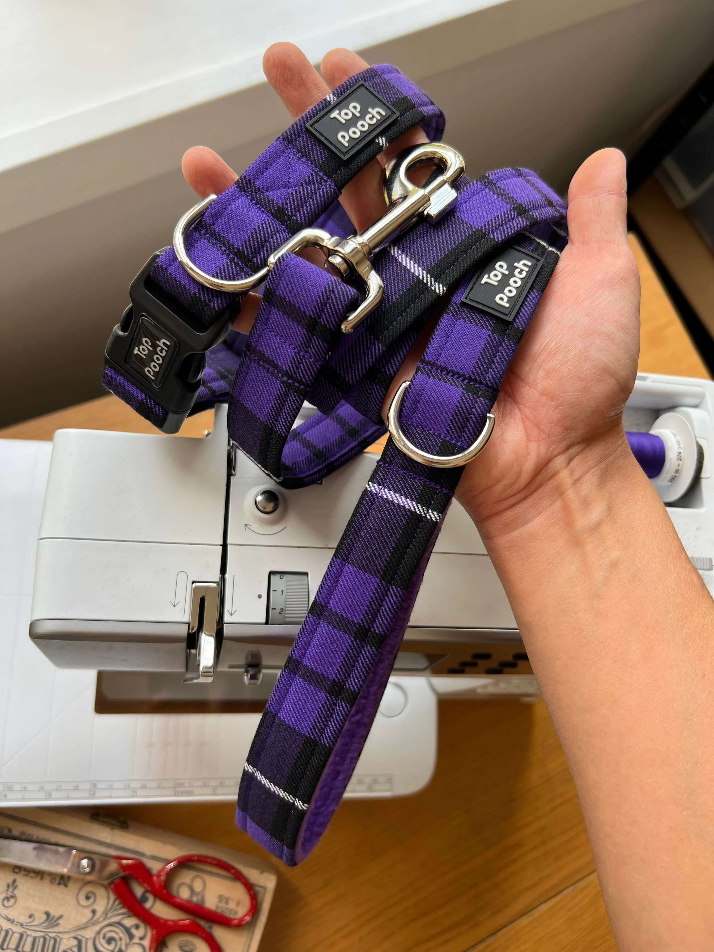 Purple Tartan Dog Collar