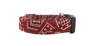 Red and White Bandana Dog Collar