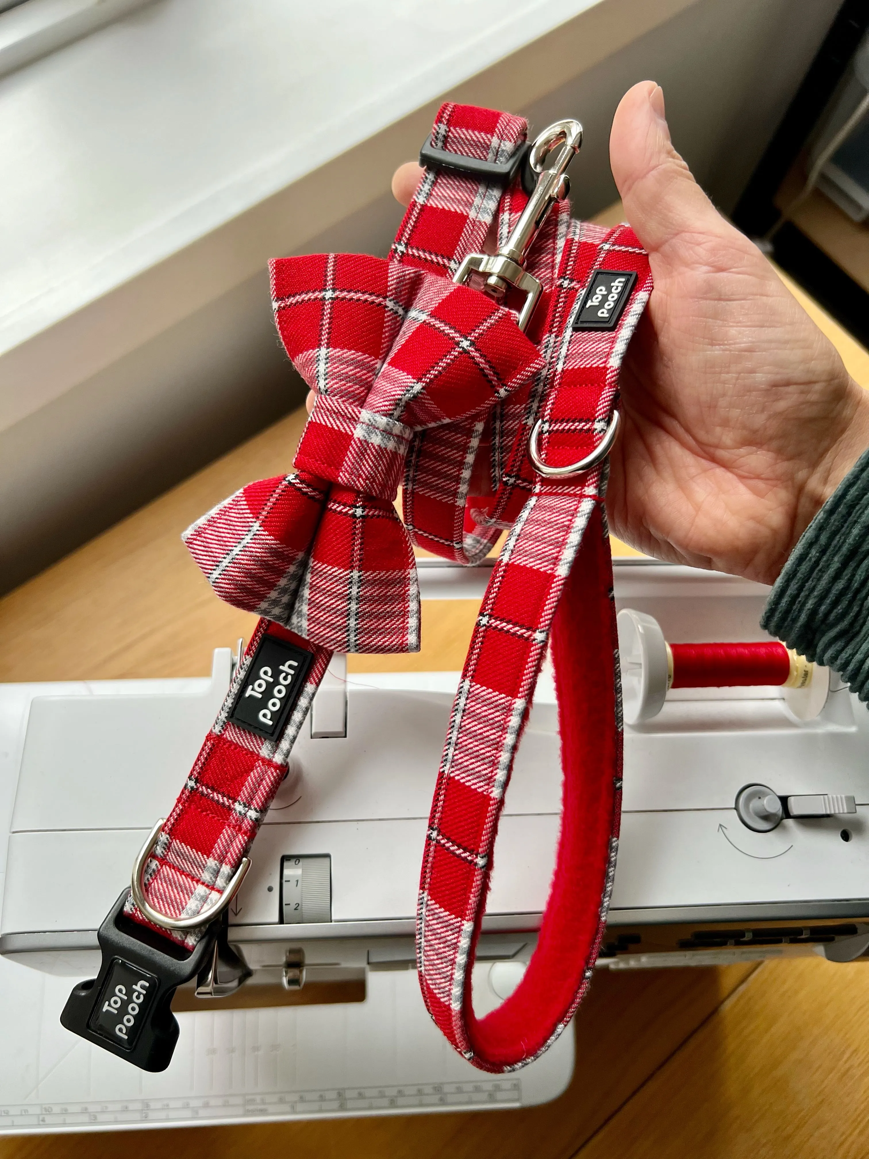 Red Check Dog Collar
