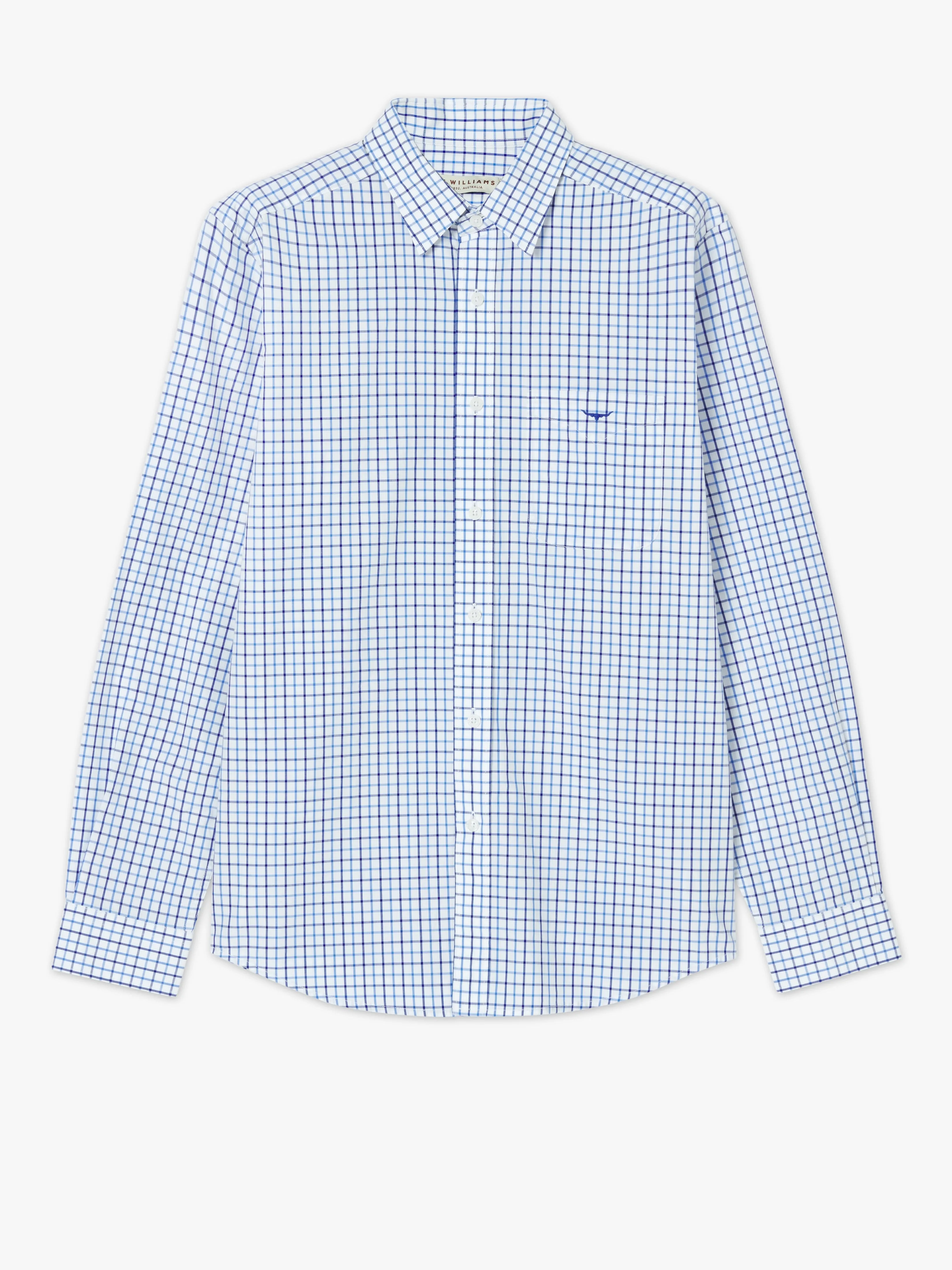 R.M. Williams Collins Shirt - Pale Blue/White/Navy