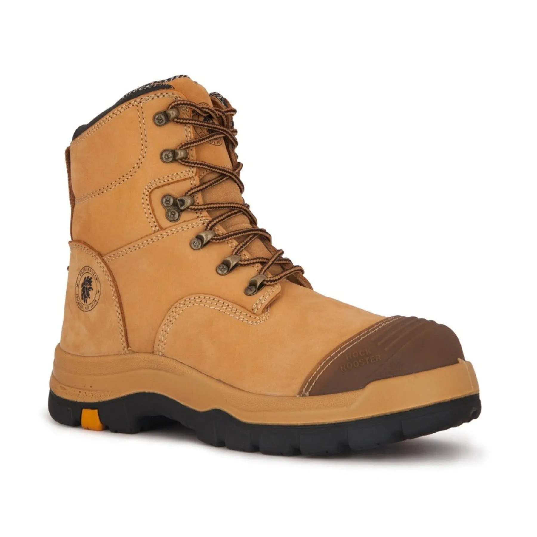 ROCKROOSTER Men's Work Boots - Steel Toe, 8 Inch Safety Leather, Slip Resistant, Static Dissipative, Breathable &amp; Anti-Fatigue Industrial Boot AK232