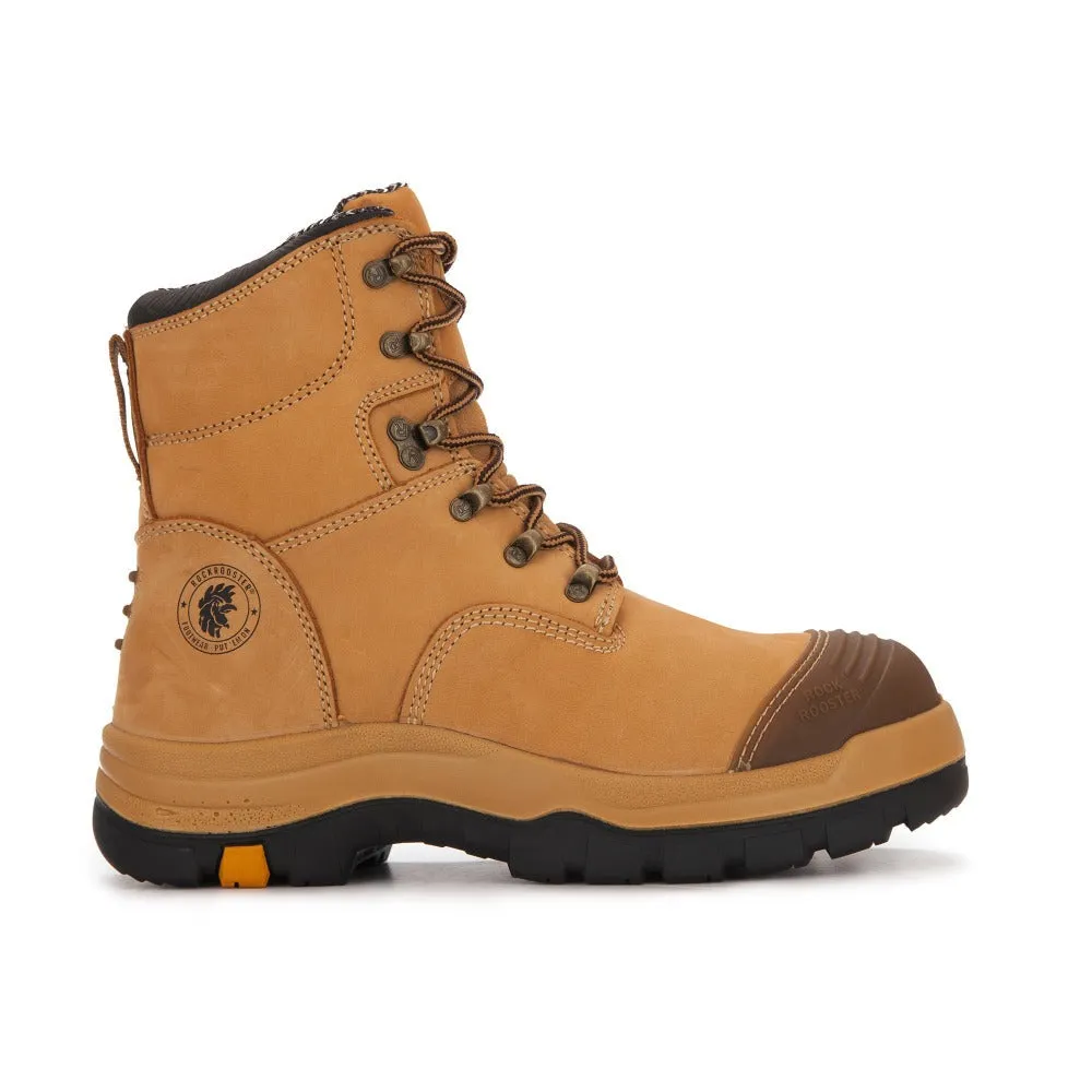 ROCKROOSTER Men's Work Boots - Steel Toe, 8 Inch Safety Leather, Slip Resistant, Static Dissipative, Breathable &amp; Anti-Fatigue Industrial Boot AK232