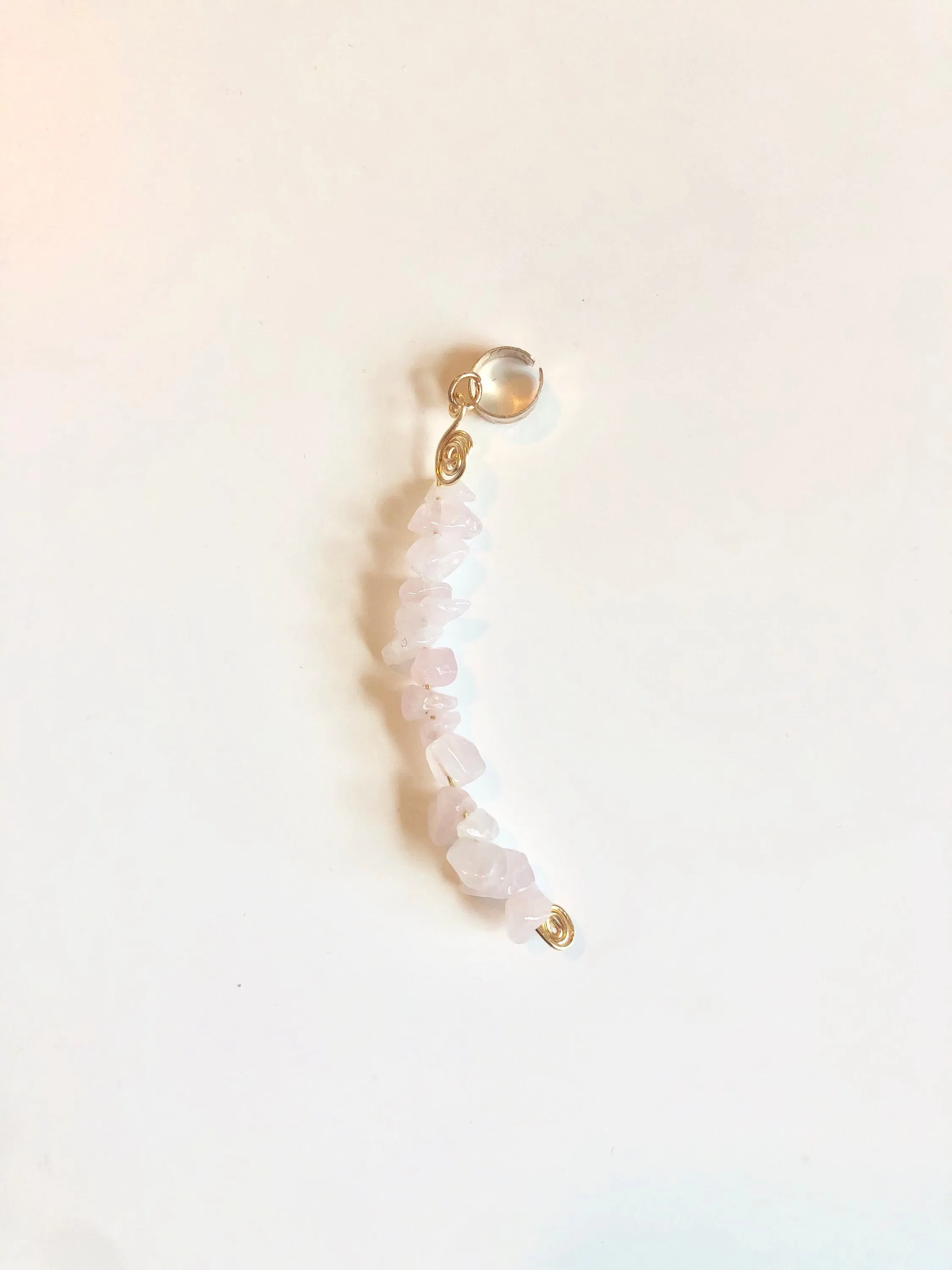 Rose Quartz Loc Jewelry, Pink, white crystal