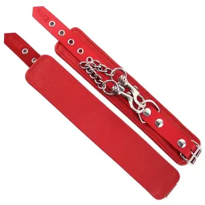 Rouge Garments Adjustable Red Leather Bondage Wrist Cuff Restraints