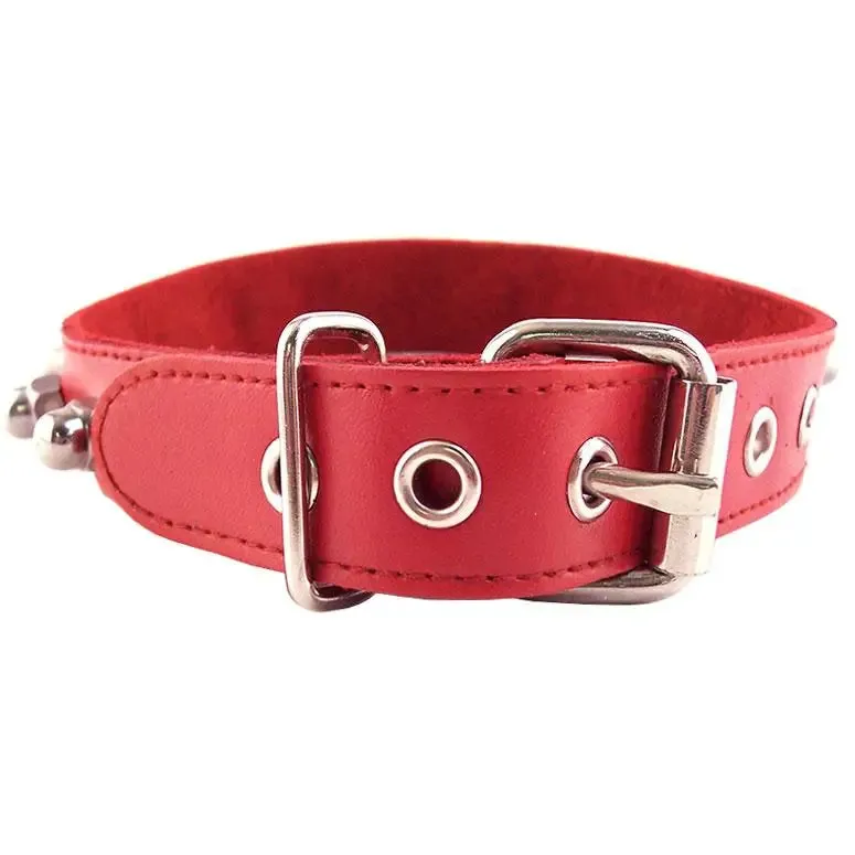 Rouge Garments Adjustable Red Nut Collar with Studs