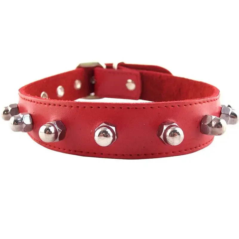 Rouge Garments Adjustable Red Nut Collar with Studs