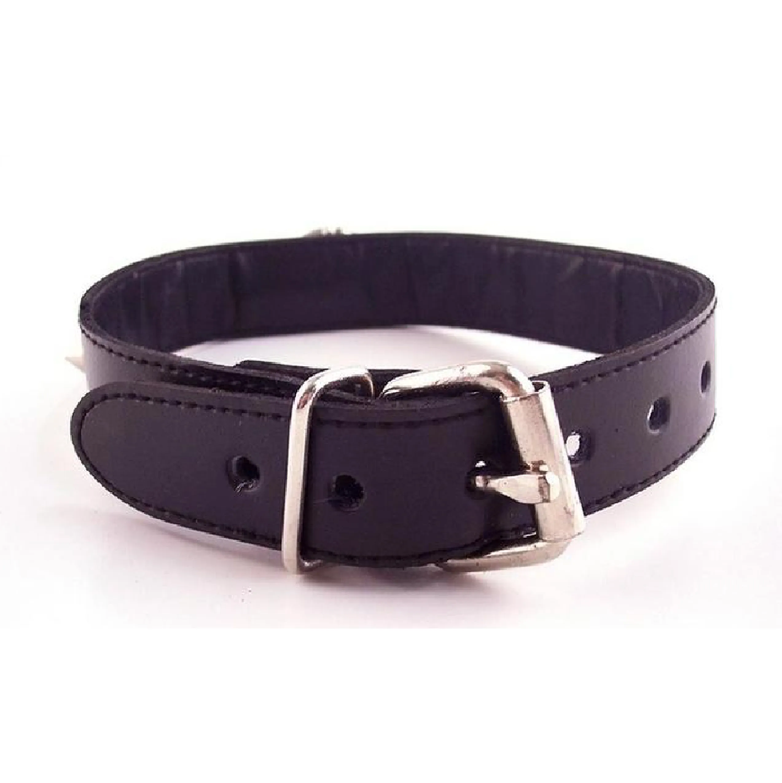 Rouge O Ring Studded Adjustable Leather Collar - Black