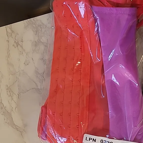 SAVAGE X FENTY I DARE HUE MESH BUSTIER RED PINK COMBO SIZE LARGE