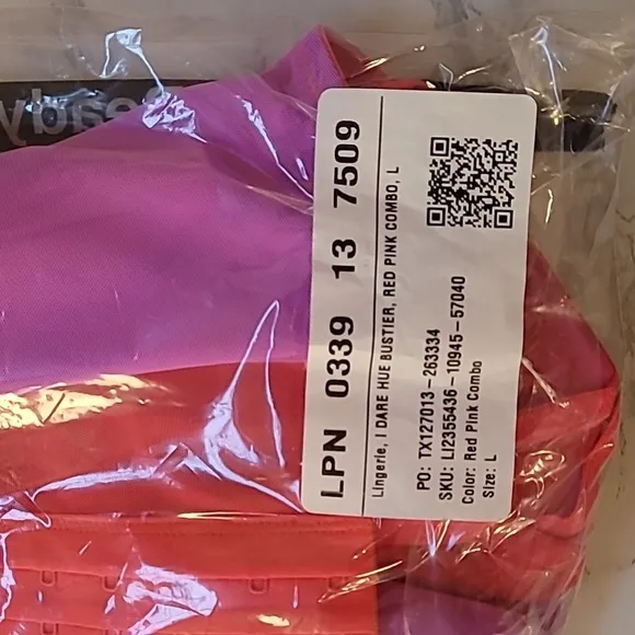 SAVAGE X FENTY I DARE HUE MESH BUSTIER RED PINK COMBO SIZE LARGE