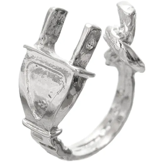 Silver Socket Plug Cuff Wired Ring