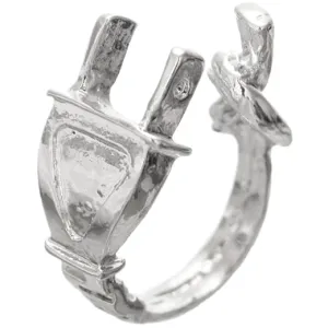 Silver Socket Plug Cuff Wired Ring