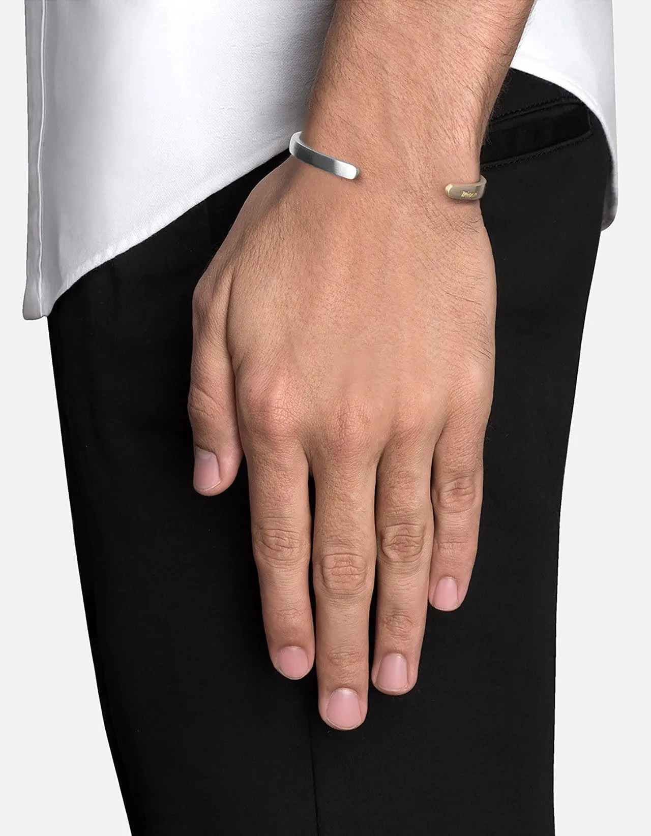 Singular Two-Tone Cuff, Matte Silver/Matte Gold