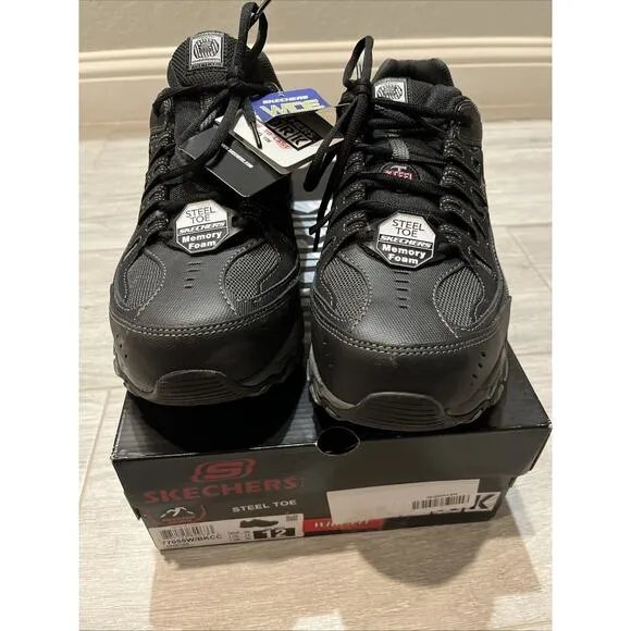 Skechers Cankton Steel Toe Construction Shoe Black Men 12 Wide 4E 77055W Sneaker