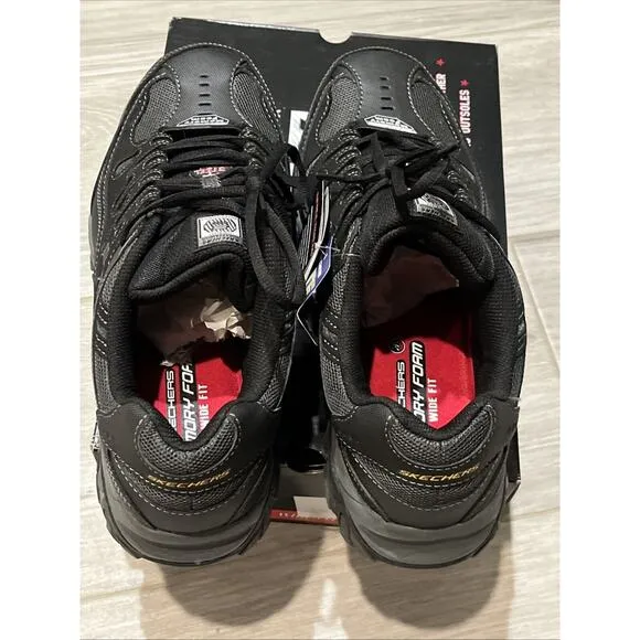Skechers Cankton Steel Toe Construction Shoe Black Men 12 Wide 4E 77055W Sneaker