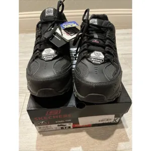 Skechers Cankton Steel Toe Construction Shoe Black Men 12 Wide 4E 77055W Sneaker