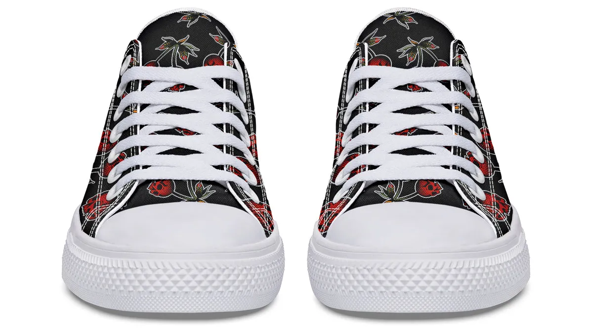 Skull Cherry Pattern Low Tops