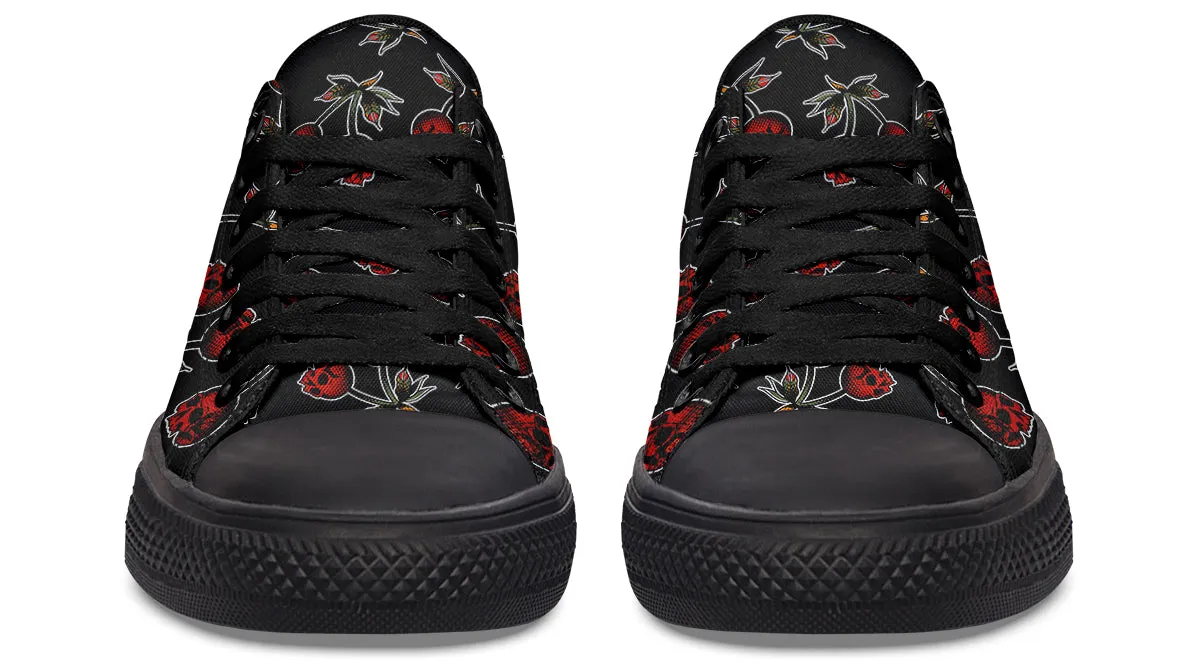 Skull Cherry Pattern Low Tops