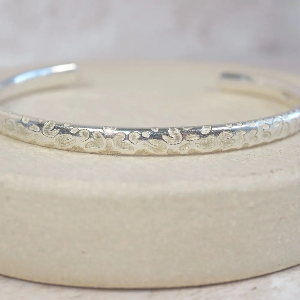 Sterling Silver Light Leopard Print Cuff