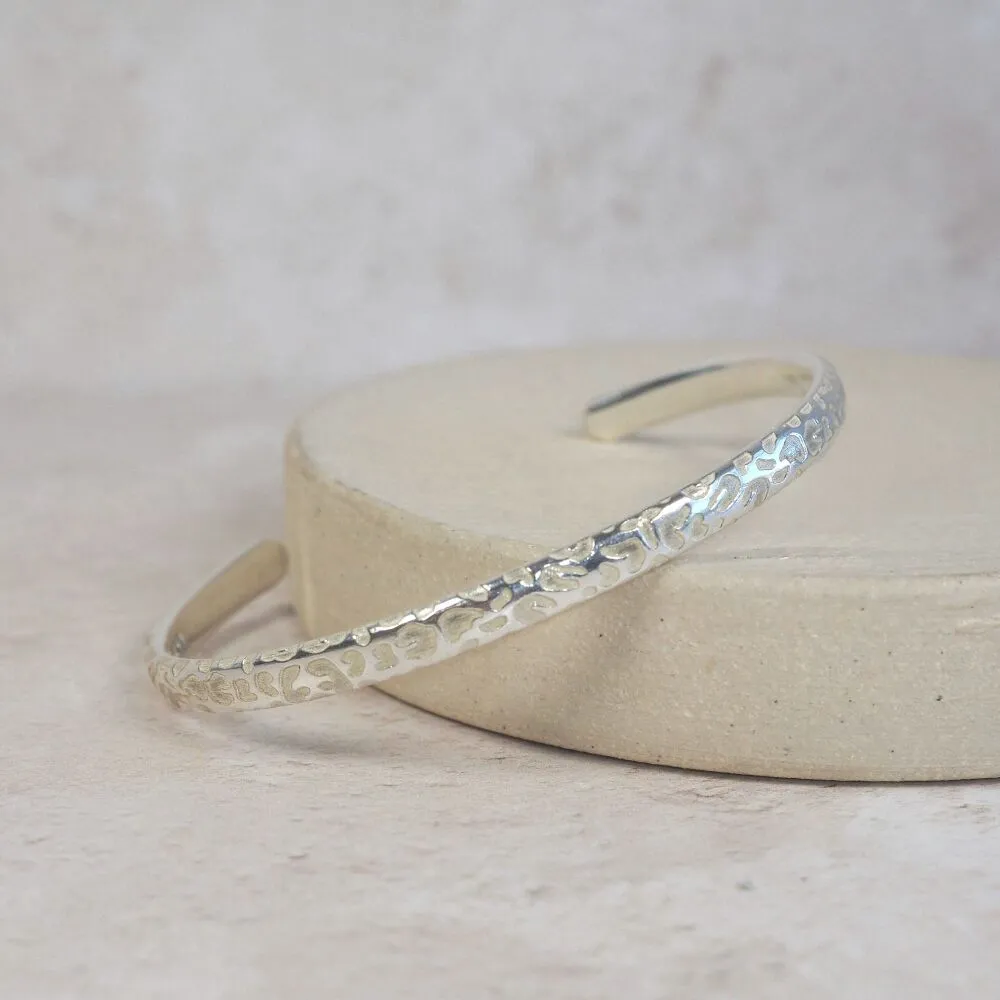 Sterling Silver Light Leopard Print Cuff