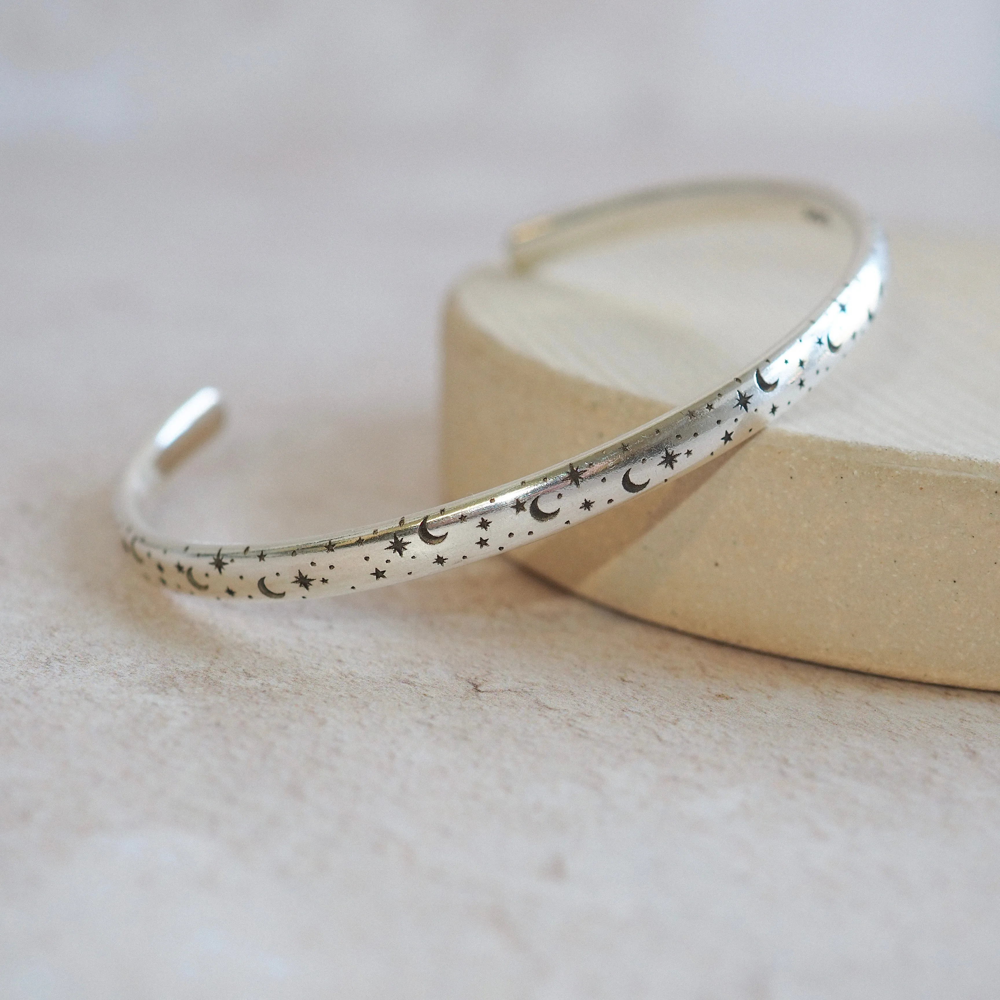 Sterling Silver Starry Night Print Cuff